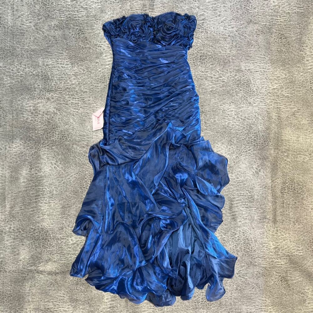 NWT Beautiful Poly Ethereal Ruffled Strapless Maxi Dress